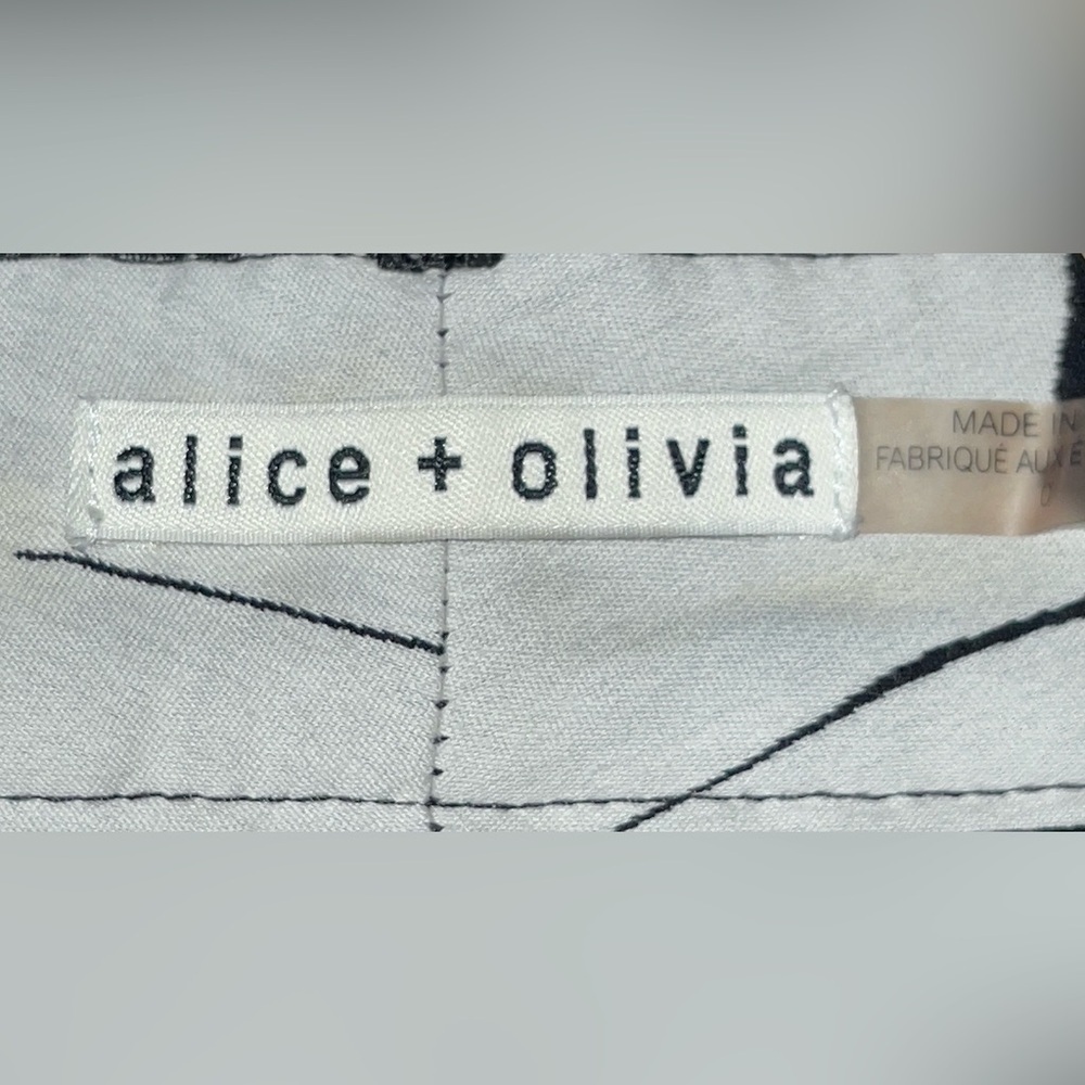 Alice + Olivia Eddie Slim Bootcut Pant High Waist Sunflower White/ Black Size 0 - Picture 5 of 9